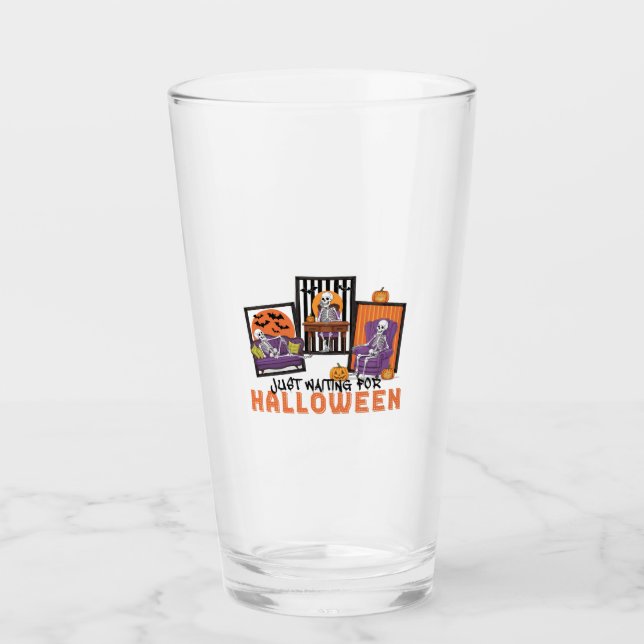 Copo De Pint Apenas Esperando as Vibrações de Outono do Hallowe (Frente)