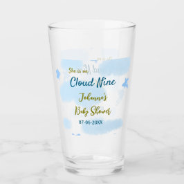 Copo De Pint Aqua dourado ela está no nono céu chá de bebê nuve