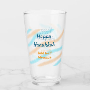 Copo De Pint Aqua laranja feliz Hanukkah adiciona mensagem de t