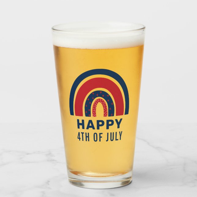 Copo De Pint Arco-íris EUA Dia da Independência Americana 4 de  (Frente (Preenchido))