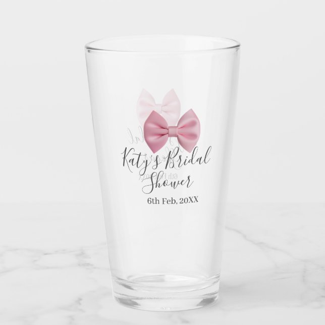 Copo De Pint Arco-íris rosa chá de noiva nome data pastel estil (Frente)