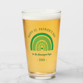Copo De Pint Arco-íris Verde Trevo Irlandês Feliz Dia de São Pa