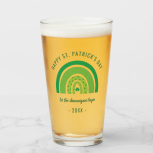 Copo De Pint Arco-íris Verde Trevo Irlandês Feliz Dia de São Pa