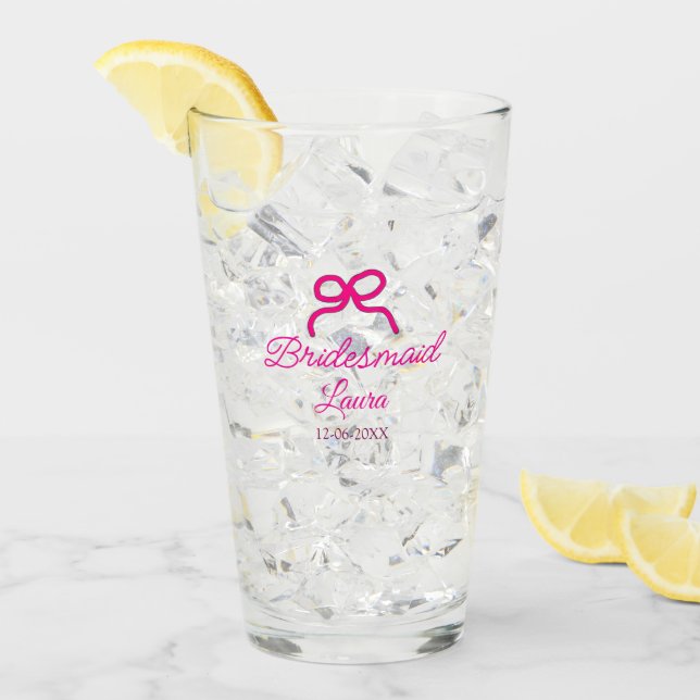 Copo De Pint Arco PINK nome mínimo bridesmaid ano de presente (Gelo frontal)