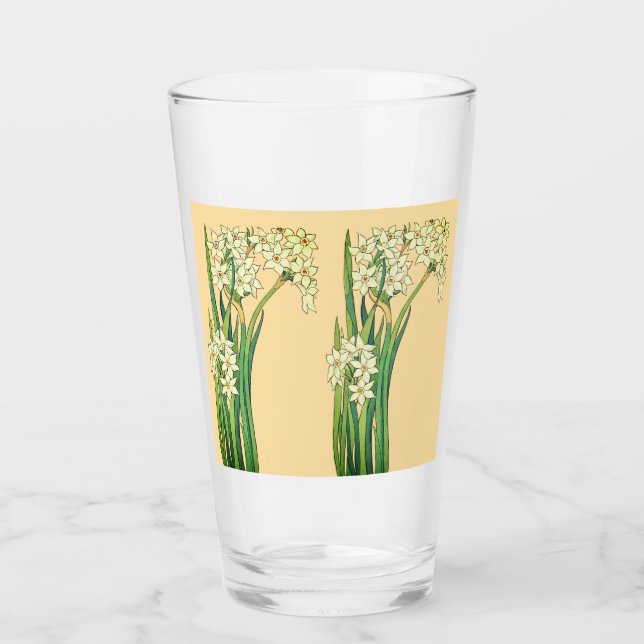 Copo De Pint Art Nouveau Narcissus Flowers Latte Mug (Frente)