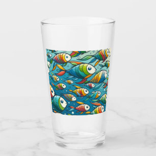 Copo De Pint Arte de peixe submarino colorida