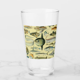 Copo De Pint Arte De Pesca Científica Dos Peixes Vintage