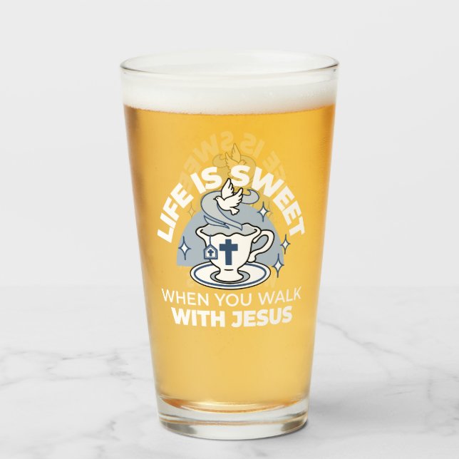 Copo De Pint Arte Fiável - Teacup com Cruz e Dove (Frente (Preenchido))