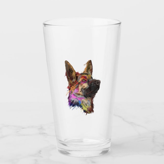 Copo De Pint Arte inicial do german shepherd (Frente)