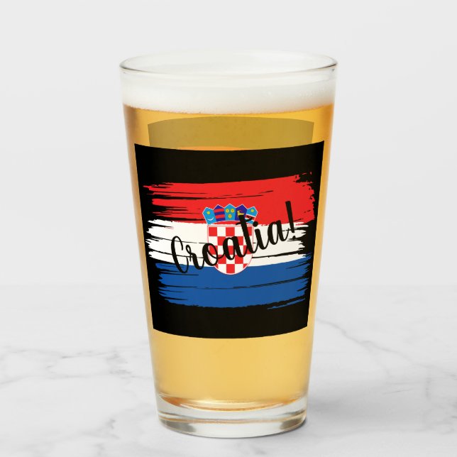 Copo De Pint Artesanato BrushAVE Croácia Bandeira (Frente (Preenchido))