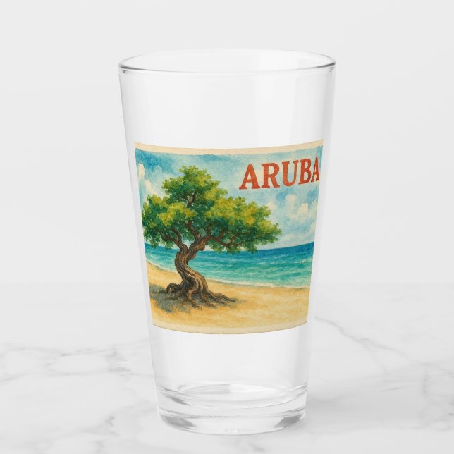 Copo De Pint Aruba Divi Tree Eagle Beach aquarela (Frente)