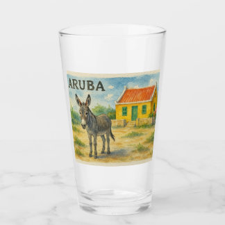 Copo De Pint Aruba Donkey with Yellow Cunucu house watercolor
