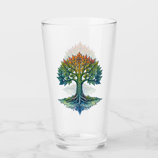 Copo De Pint Árvore da Vida Mudando o Amanhecer  (Frente)
