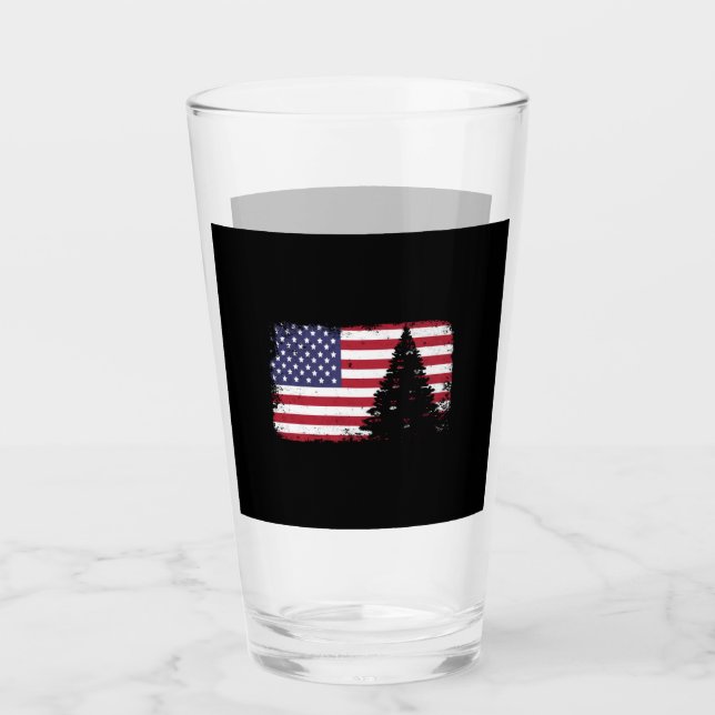 Copo De Pint árvore de natal da bandeira americana (Frente)