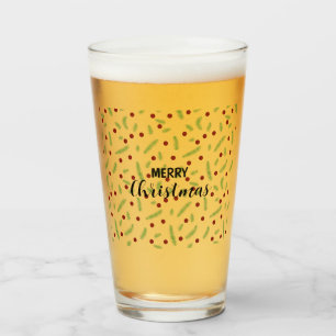 Copo De Pint Árvore de Natal de bolinhas branca Padrão verde ve