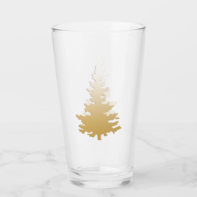 Copo De Pint Árvore de Natal Dourada Brilhante (Frente)