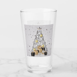 Copo De Pint Árvore de Natal Dourada e Preta