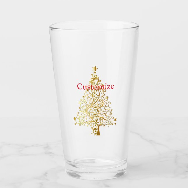 Copo De Pint Árvore de Natal Dourada Fancy Thunder_Cove  (Frente)