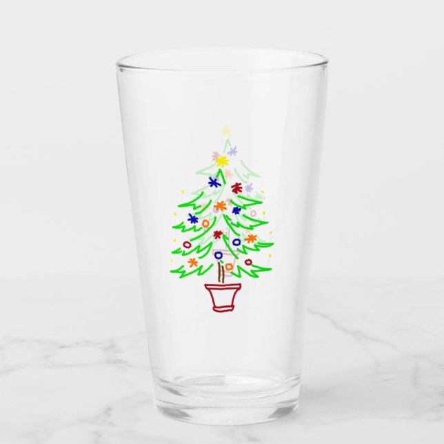 Copo De Pint Árvore de Natal Retro (Frente)