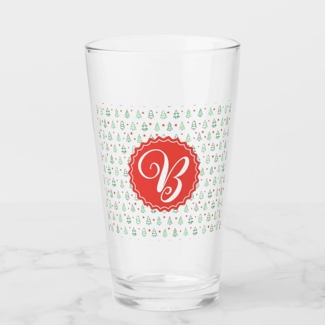 Copo De Pint Árvore de Natal Vermelha e Verde (Frente)