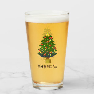 Copo De Pint Árvore Feliz De Natal Com Luzes