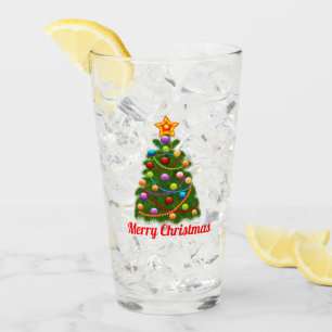 Copo De Pint Árvore Natal e Vidro Personalizado por Estrela