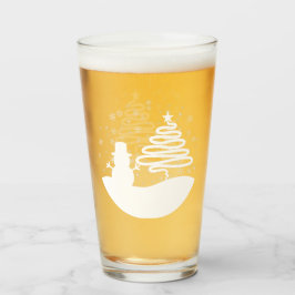 Copo De Pint Árvore Snowman de inverno Branco