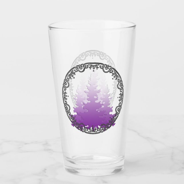 Copo De Pint Árvores de Natal Evergreen, Violetas Vermelhas (Frente)