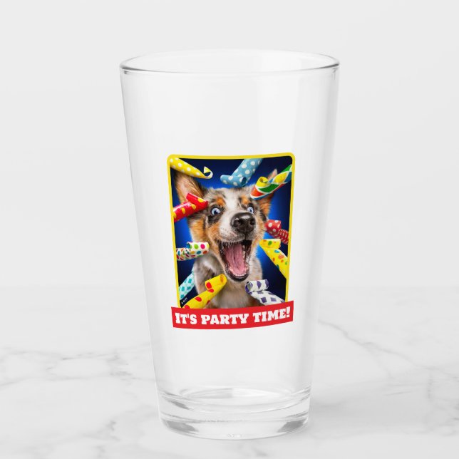 Copo De Pint Assopradores de Festa de Cachorro Feliz (Frente)