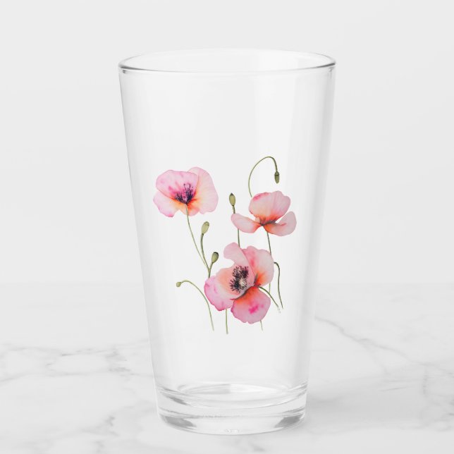 Copo De Pint August birth flower Pink poppies NO LETTERING (Frente)