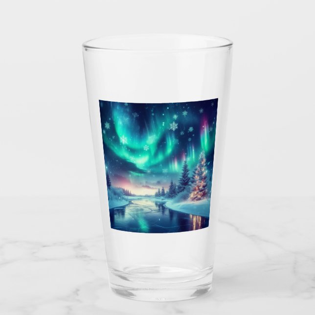 Copo De Pint aurora borealis/Natal/Inverno (Frente)