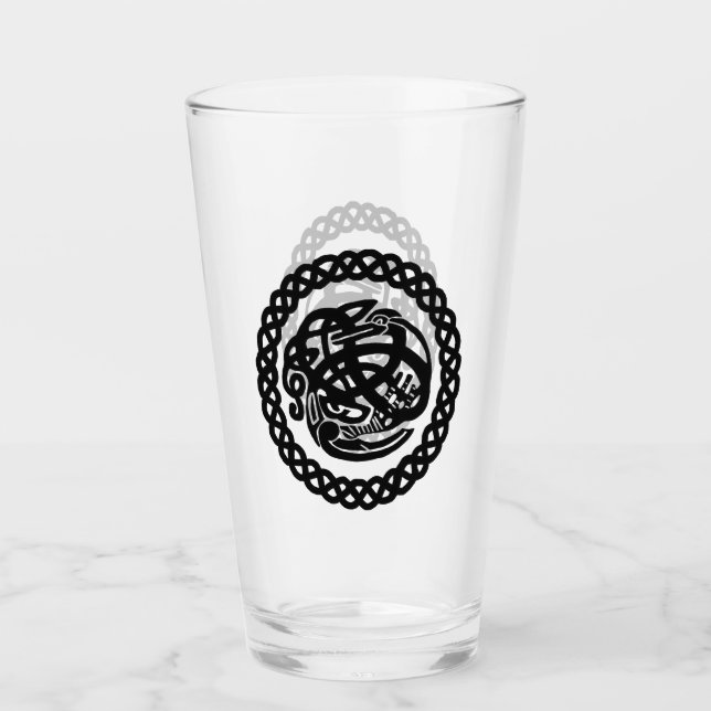 Copo De Pint Aves Célticas Em Vidro De Círculo (Frente)