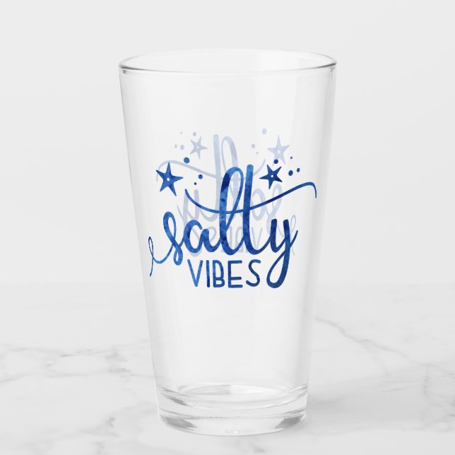 Copo De Pint Azul Aquarela Vibes Salty Beach Pint Glass (Frente)