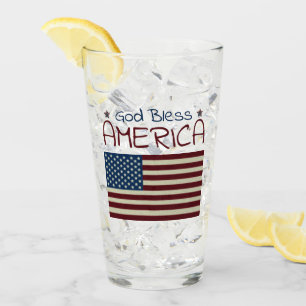 Copo De Pint Azul branco vermelho da América do deus abençoe