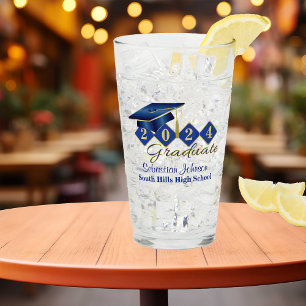 Copo De Pint Azul de graduação personalizada e Dourado 20XX