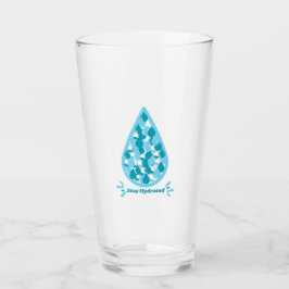 Copo De Pint Azul e branco Mantenha-se Hidratado