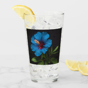 Copo De Pint "Azul Radiante: Flor Hibiscus Contra Preto