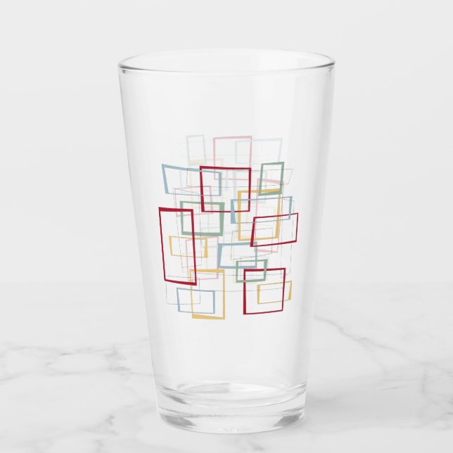 Copo De Pint Azul-verde-azul-Meio século Padrado Funky (Frente)