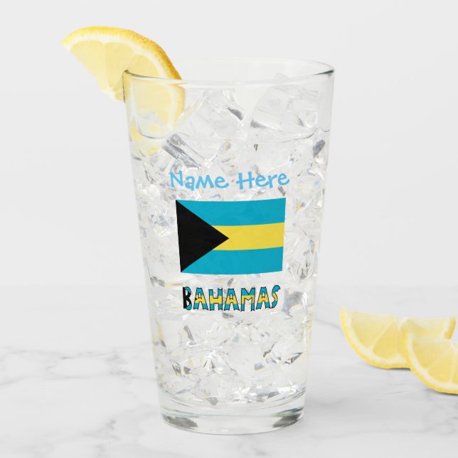 Copo De Pint Baamas e Bahamas - Personalização Azul da Bandeira (Gelo frontal)