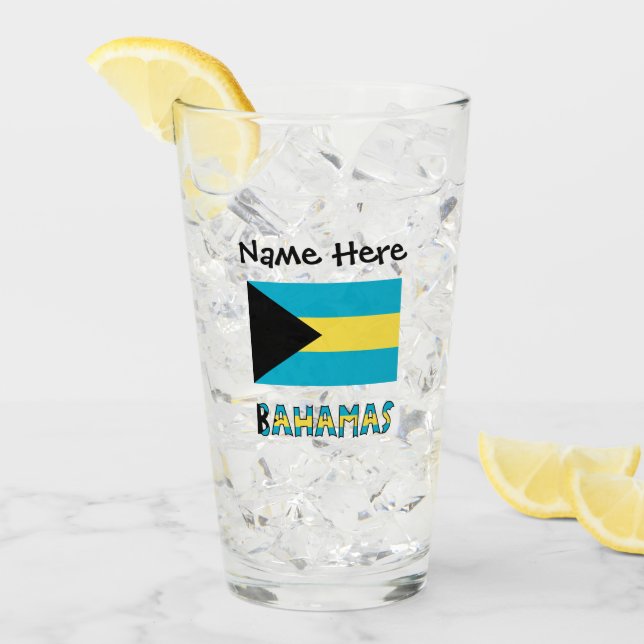 Copo De Pint Baamas e Bandeira Bahamiana Personalizadas (Gelo frontal)