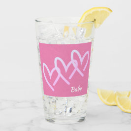 Copo De Pint Babe Triple Pink Heart Tumbler Glass
