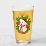 Copo De Pint Baby Snowman com Ornament Crystal Snowflakes<br><div class="desc">Fundo cristalino com flocos de neve com um bebê bonitinho Snowman para Feriados de Natal - Ilustração Original BluedarkArt The ChameleonArt.</div>