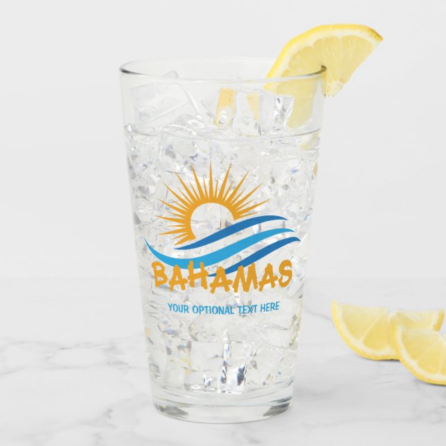 Copo De Pint Bahamas de texto personalizado (Gelo traseiro)