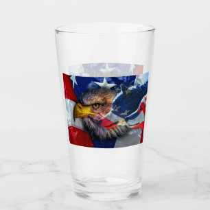 Copo De Pint Bald Eagle Wolf American Flag