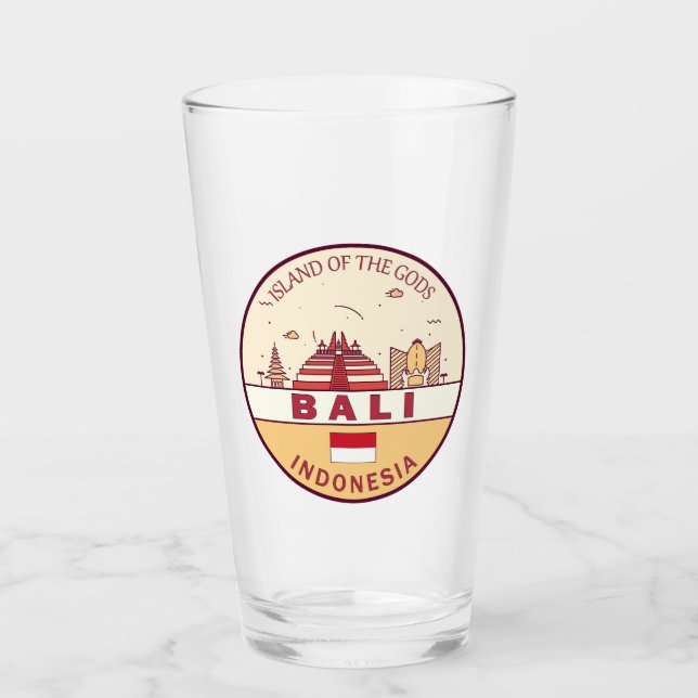 Copo De Pint Bali Indonesia Skyline Emblem (Frente)