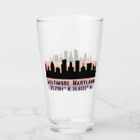Baltimore Skyline Latitude e Longitude Pint
