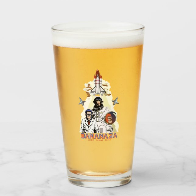 Copo De Pint BANANAZA: Equipe do Macaco Espacial (Frente (Preenchido))