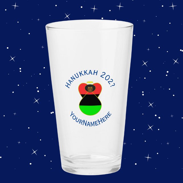 Copo De Pint Bandeira Afro-Diáspora Angel Hanukkah Personalizad (Criador carregado)