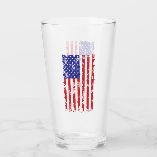 Copo De Pint Bandeira Americana angustiada (Frente)