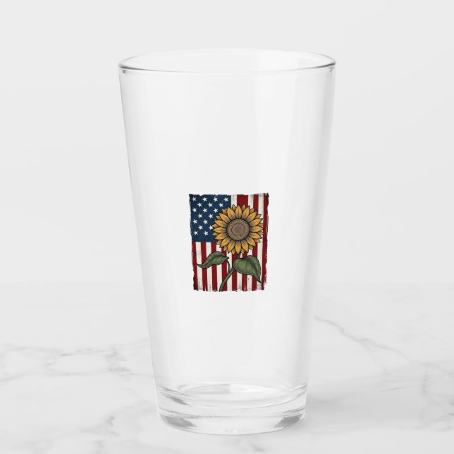 Copo De Pint Bandeira Americana do Girassol Vintage (Frente)